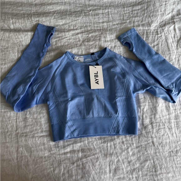 AYBL Balance V2 Seamless Long Sleeve Crop Top-Blue-Size S - Picture 3 of 8